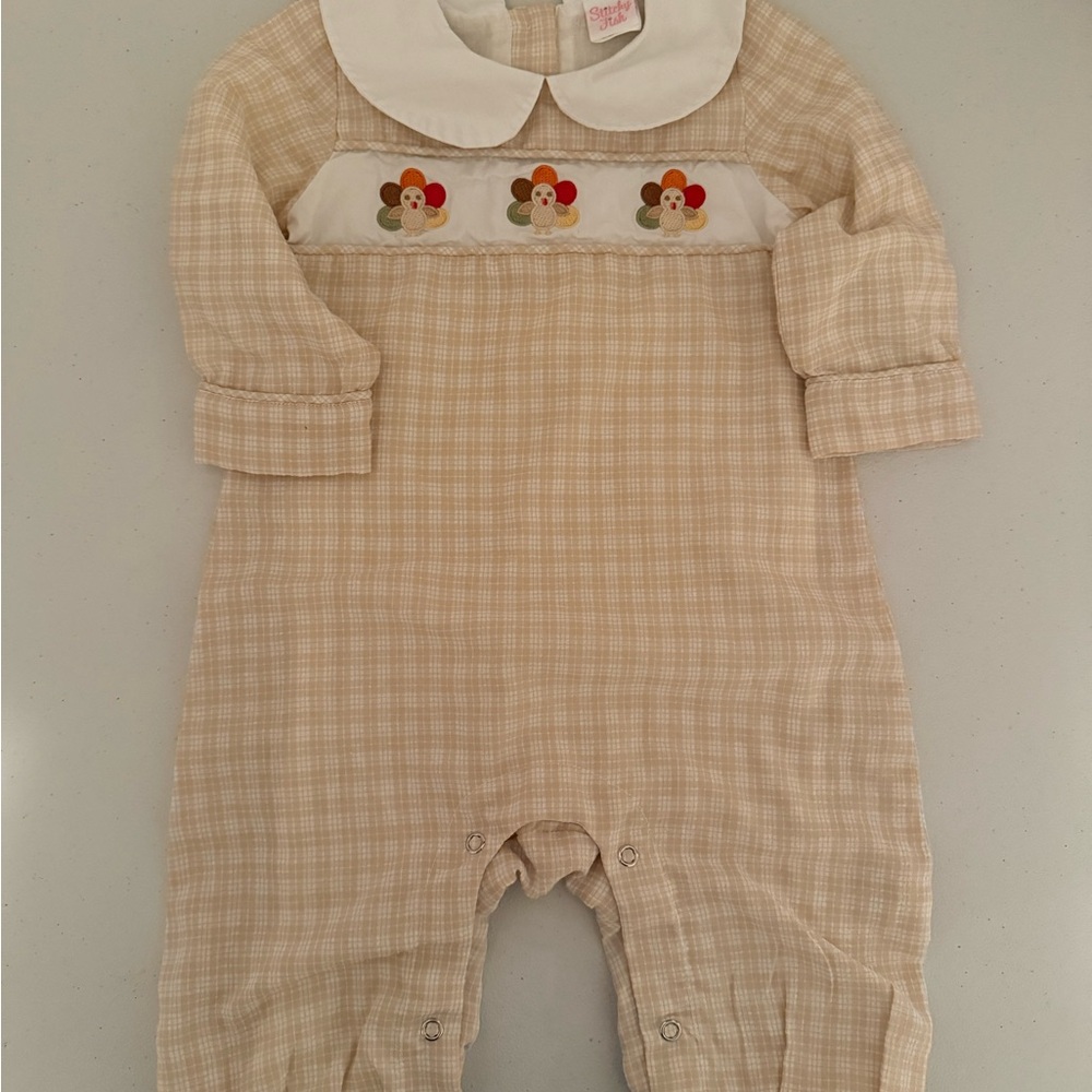 Charming Beige Checkered Kids Footie